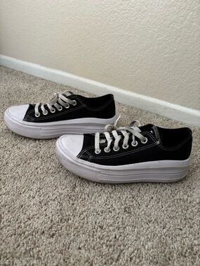 Converse Black and White Platform Low-Top Sneakers
